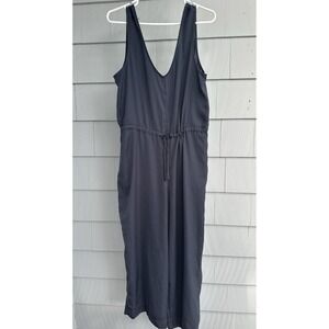 UpWest Dark Charcoal Jumpsuit Size‎ L Drawstring Waist V-Neck 55" Long